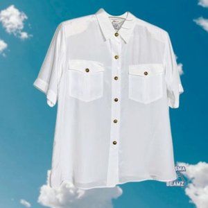 Early 90's Boxy Fresh White Button-down Shirt M